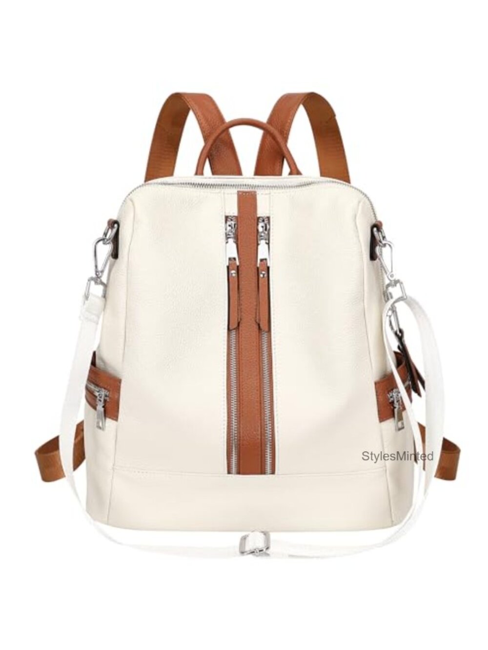Genuine Leather Convertible Backpack Purse Laptop Shoulder Bag